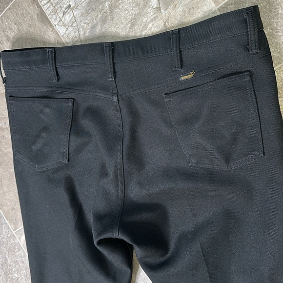 Vintage Men’s Wrangler ranch pants 80's Black Wrangler, Polyester, Bootcut NWOT - Picture 11 of 16